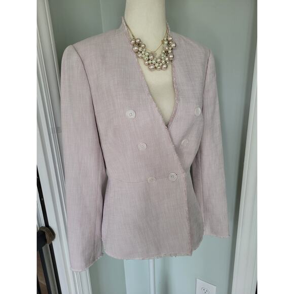 Tailored by Rebecca Taylor Slub suiting Tweed Jacket Blazer Pale Pink 6 - Picture 3 of 14